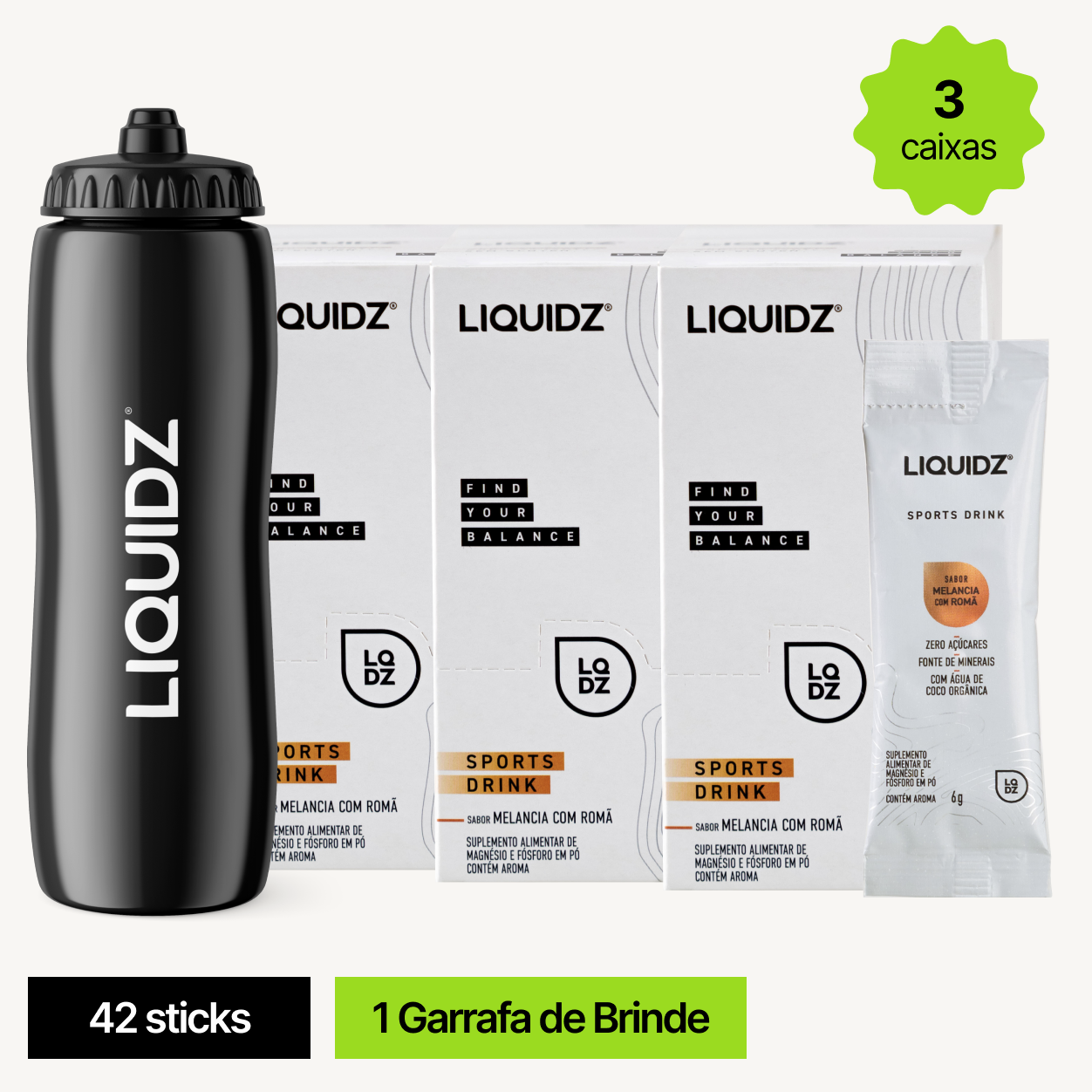 LIQUIDZ - Melancia c/ Romã 3cx + 1 Brinde