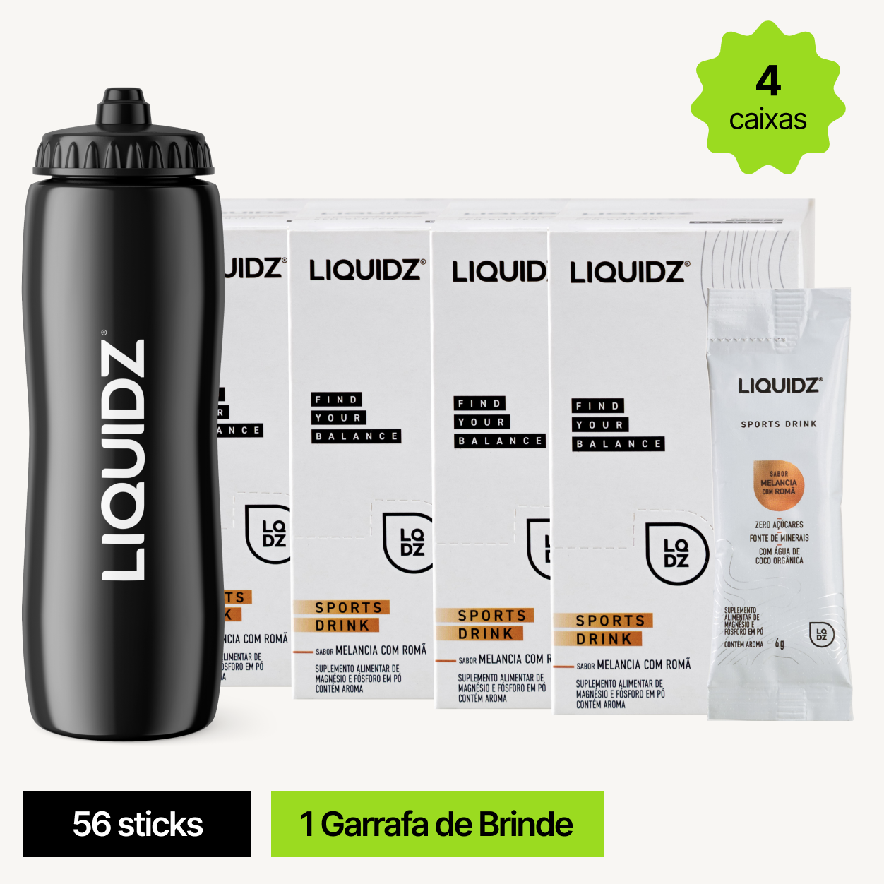LIQUIDZ - Melancia c/ Romã 4cx + 1 Brinde